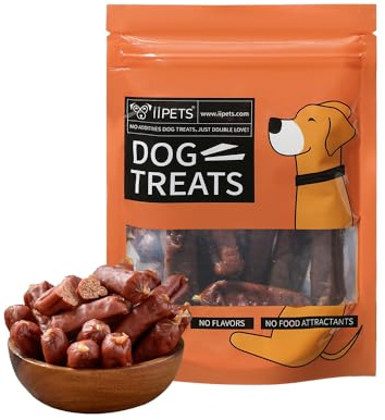 iipets Lamb Sausage Dog Treats – Soft & Healthy Snacks with Lamb Liver, Lamb Fat & Chicken – High-Protein, Grain-Free Training Treats for Puppies & Senior Dogs – No Additives (17.64oz)