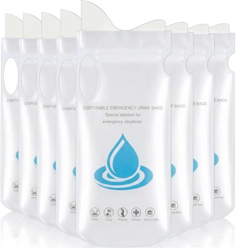Ousuwo Confezione da 8 sacchetti usa e getta, orinatoio portatile di emergenza con gel e manico per viaggi, campeggio e auto (700 ml)