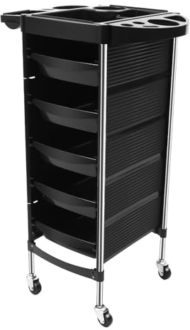 Mobile Hairdresser Trolley Multi Drawer Rolling Beauty Organizer Cart | ABS PP & Stainless Steel Frame, 6-Tier 5-Drawer, 8kg Load, Elevated Base, Easy Assembly