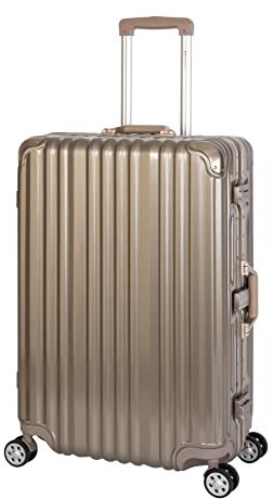 Travelhouse London, valigetta rigida in alluminio, con telaio in alluminio, diverse misure e colori, T1169, gold, Großer Koffer, Valigia