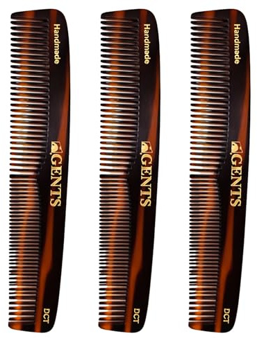 GENTS 7 Inch Tortoise Hair Combs Pack of 3 – All Purpose Dressing, Styling & Detangling Combs for Barbers, Stylists & Everyday Hair Care