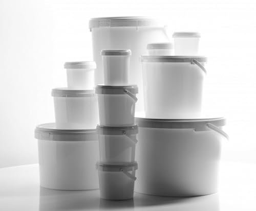 Plastic Buckets Tubs White Containers Tamper Evident Lids 0.5L 1L 3L 5L 10L 25L (5, 10L)
