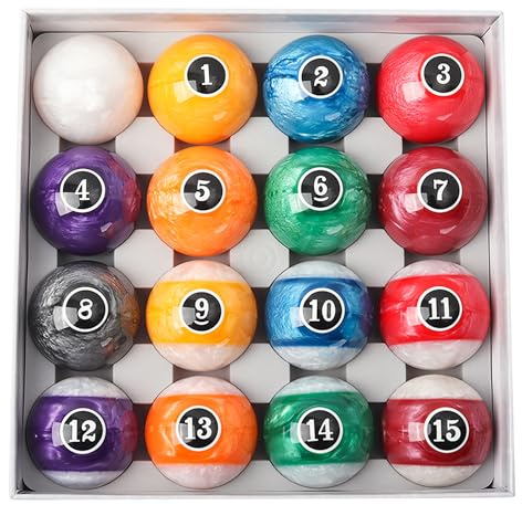 GSE Games & Sports Expert 2 1/4-Inch Professional Regulation Size Billiards Balls Set, Standard Set of 16 Pearl Style Pool Balls for Billiard Table, Pool Table Accessories