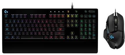 Logitech G G502 HERO souris gaming filaire avec boutons programmables et poids ajustables et G213 RVB clavier gaming rétroéclairé avec touches tactiles -PC-ordinateurs portables, Noir