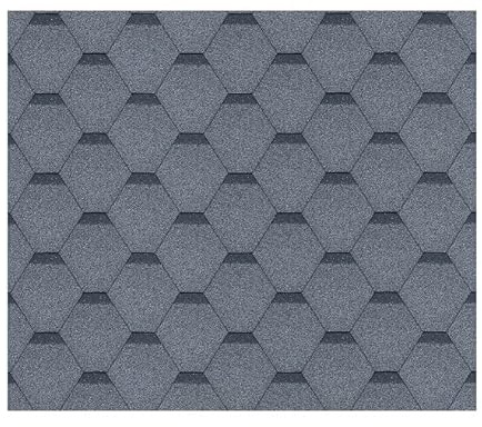 Lot de bardeaux bitumineux Hexagonal Rock H369GREY, couleur gris - bitume toiture Timbela M369 pour chalet de jardin