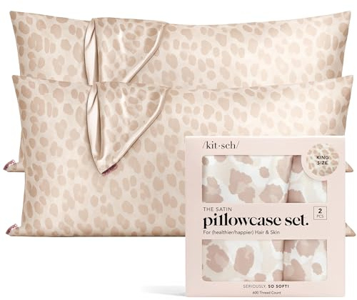 Kitsch Satin Pillowcase with Zipper - 2 pcs King Size, Leopard