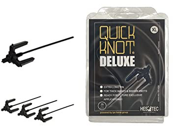 Quick Knot® Deluxe | Mähnenklammer für Pferde | Geeignet für Pferde und Ponys | Wiederverwendbar (Schwarz, XL)