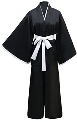 Generisch Herren Samurai Hakama Uniform Kimono Kendo Anzug Aikido Judo Japanische Tradtional Martial Arts Kostüm, 09# Schwarz, XL