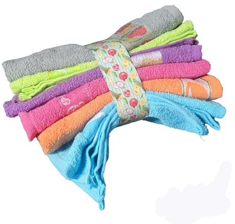 ENERGY COLORS TEXTIL-HOGAR 12 Paños de Cocina Rizo 100% algodón, 50X50cms, Multicolor con Dibujo, Juego de Trapos Suaves (6)
