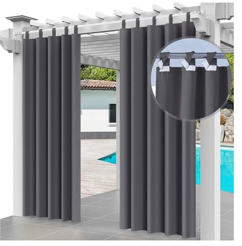 Mewkew Outdoor Vorhang Wasserdicht mit Abnehmbaren Schlaufen B102×H120 cm Outdoorvorhänge Blickdicht Vorhänge für Terrassentür Pavillon,1 Stück