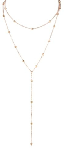 Mikovivi Collier Long Superposé pour Femme, Tendance en Forme de Y Colliers Lariat Simple Collier Pendentif Chaîne Perlée Cadeau de Bijoux Tendance (Or)