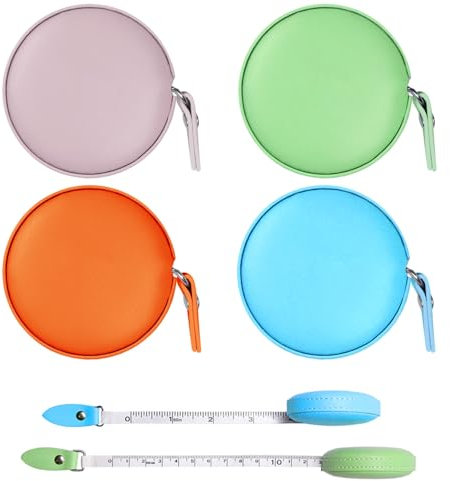Metro Sarta,Aipeeo 4 Pezzi Metro Misure Corpo 150cm,Nastro Retrattile,Metro da Sarta Morbido,Metro Telescopico Automatico Pelle PU,Adatto per Misurare Altezza,Vita, Circonferenza Delle Gambe