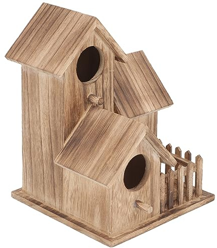 Happyyami Villa Nido para Periquitos Caseta De Madera para Pájaros Comedero Independiente para Jardín Casa De Madera para Periquitos Accesorios