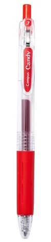 Campus Penna a sfera in gel Candy, penne colorate ricaricabili con tratto da 0,7 mm, penna a inchiostro gel ad asciugatura rapida e resistente all'acqua (penna a sfera, rossa, 1 pezzo)