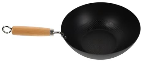 GRIRIW Wok Da Cucina Piccola Padella in Ferro Battuto Con Fondo Piatto Per Barbecue Bistecche E Salsicce