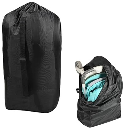 Ttdesefu Borsa da viaggio impermeabile per passeggino con cinghia per il trasporto, copertura per passeggino per aereo, perfetta per gli oggetti essenziali da viaggio del bambino (nero)