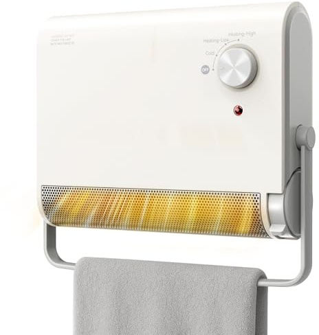 Heelay Termoconvettore Elettrico Da Parete Da Bagno, 2000W PTC Ceramica Stufetta Elettrica | Riscaldamento In 2 Secondi, Vestiti Asciugabili, 3 Modalità | Adatto A Bagni, Camere Da Letto E Studio