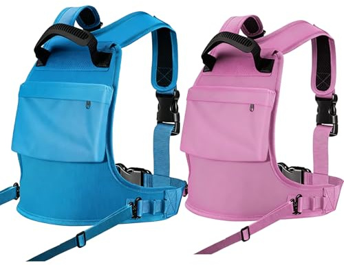 2 Stück Ski Trainingsgurt Kinder, Skigurt Kinder Mit Führungsleine, Ski Und Snowboard Gurt Für Kinders, Ski-Geschirr Geschwindigkeitskontrolle, Anfänger Skis Leine Für Mädchen - 40x30cm - Blau+Rosa