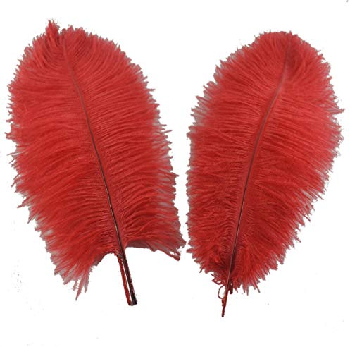 Sowder 5 stycken dekorativa strutsfjädrar 40–45 cm (röd)