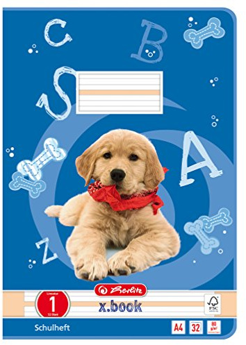 Herlitz 10767242 Häfte A4 Lineatur 01, 32 ark, motiv: hund, FSC Mix, 5 stycken