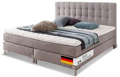 WELCON Rockstar - Boxspringbett 50 Farben 180x200 cm Härtegrad H1, H2, H3, H4 oder H5 mit über 1000 Federn (1126 Tonnentaschenfederkernen)