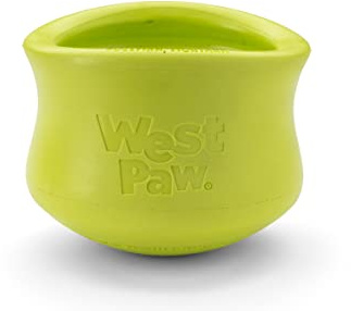 West Paw Zogoflex Toppl Interactive Treat Dispensing Puzzle Dog Toy for Mental Stimulation & Enrichment-Holds Kibble & Treats-Lickable, Freezable & Dishwasher Safe-Made in USA-Small-Granny Smith Green