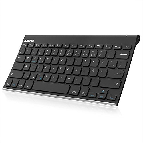 Arteck Bluethooth Tastatur, QWERTZ Deutsche Wireless Tastatur mit Rostfreier Stahl Kabellose Tastatur, für iOS iPad Pro, iPad Air, iPad Mini, Android, MacOS, Windows, Tablets, PC, Smartphone