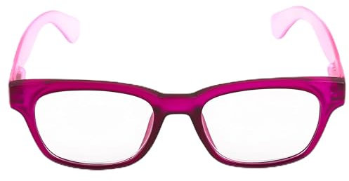 Contacta, Legend Light, Occhiali da Lettura per Uomo e Donna, Occhiali Leggeri, Montatura Squadrata con Aste Colorate e Flex, Colore Prugna, Diottrie +1,50, Confezione con Astuccio Portaocchiali, 29g
