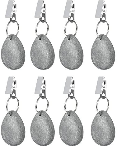 Tischdeckenbeschwerer Set, 8 Stück Tischdeckenbeschwerer mit Clips Tischdeckenbeschwerer aus Naturstein Tischdecke Gewichte Schwer für Familie Party Camping Hochzeit Garten Picknick