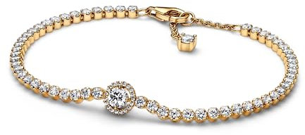PANDORA Funkelnder Kranz Tennisarmband in 14 Karat Vergoldete Metalllegierung mit Künstlichen Kristallen, Gr.20, 569416C01-20