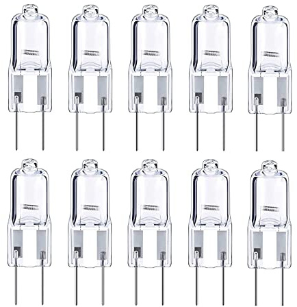 10x G6.35 12V 50-Watt T4 Halogen GY6.35 Base 12-Volt Clear Dimmable Bulbs for Ceiling Lights,Cabinet Lights,Table Light
