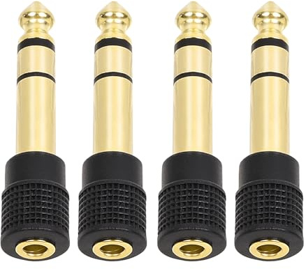 Aqdocvf 4‑Pack 3.5mm to 1/4 Adapter, Upgrade Headphone Jack Adapter