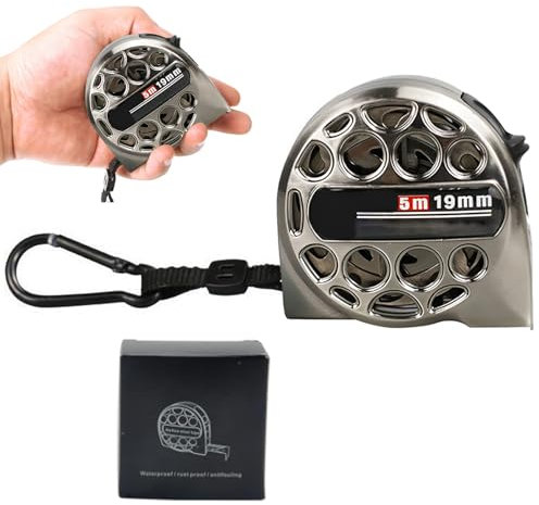 NIYATA Stainless Steel Tape Measure 5 Metre, Retractable Hollow Measuring Tape,High Precision Waterproof and Rust Resistant Steel Tape,Retractable Tape Measure for Industrial and Home Use(5m 19mm)