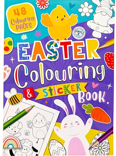 Easter Colouring & Sticker Book for Kids (A4) | 48 Pages of Fun, Bonus Easter Stickers, Eco-Friendly FSC Certified Paper, Perfect for Holiday Activities & Easter Gifts