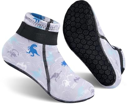 Gogokids Chaussettes en néoprène pour enfants 3mm, Chaussettes thermiques avec fermeture Velcro pour garçons filles, Chaussettes de natation antidérapantes pour beach-volley, natation, plage, sports