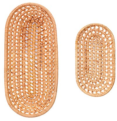 Cañas de almacenamiento de ratán hechas a mano Pan rústica de pan tejido Servicio de cestas Organizador de despensa multipropósito para la cocina Mesa de fiesta de comedor de