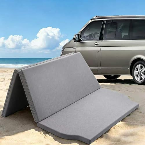 Colchón Plegable VW T4/T5/T6, Cama Adicional VW T5 T6 Compatible con Asientos Traseros Dobles (Sin Cocina) | 148x198x6 cm, Colchón VW T5 de Espuma de Alta Resiliencia y Soporte