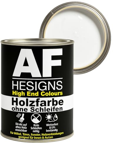 Alex Flittner Designs Möbelfarbe ohne Schleifen in Reinweiß RAL9010 seidenmatt 750ml Möbellack Holz & Metall Innen/Außen
