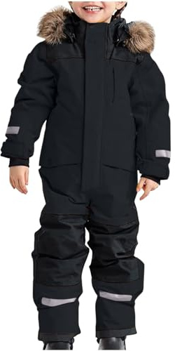 Skianzug Kinder Schneeanzug Unisex Skioverall mit Kapuze SchneeanzüGe FüR Jungen Mädchen Wasserdicht Atmungsaktiv Skianzüge Verdickt Warm Outdoor Regenoverall Einteiliger Schneeoverall 80-160
