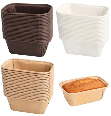 UOCAI 150 Pièces Moule Mini Cake Moules à Gâteaux Jetables, Rectangulaires en Papier Antiadhésif, Mini Plat de Cuisson pour Plumcake, Gâteaux, Muffins,Tartes, Petit Pains 8 * 4 * 4cm