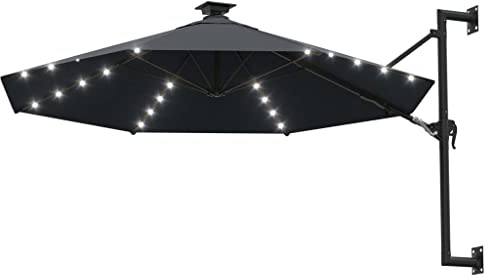 Generico Ombrellone da Giardino a Parete con LED 300 cm Antracite,Antracite,10.65kg,312524
