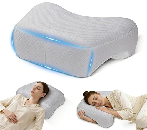 RATSTONE Almohada para Dormir de Lado， Almohada Ergonómica para Cuello y Hombros, Almohada Ortopédico Cervical para Muchas Posiciones para Dormir,Espuma viscoelástica 3D de recuperación Lenta