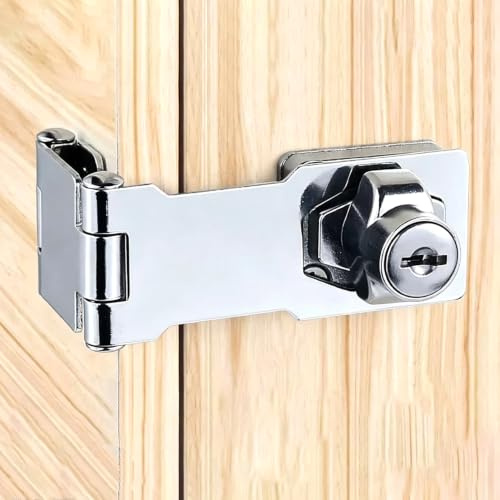 Litensh Låslås, nyckellås, Hasp hänglås, Hasp-lås, spärr, spärr, dörrlås, skåpslåda Hasp lås (Siver - 3 tum - Trippel vik)