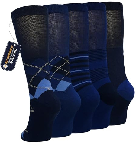 ZFSOCK Chaussettes Hautes Homme en Coton: Chaussettes de Ville Longues Respirantes Classique Sans Elastique & Sans Couture et Talon & Pointe Renforcés pour Bureau Travail Mariage et Quotidien