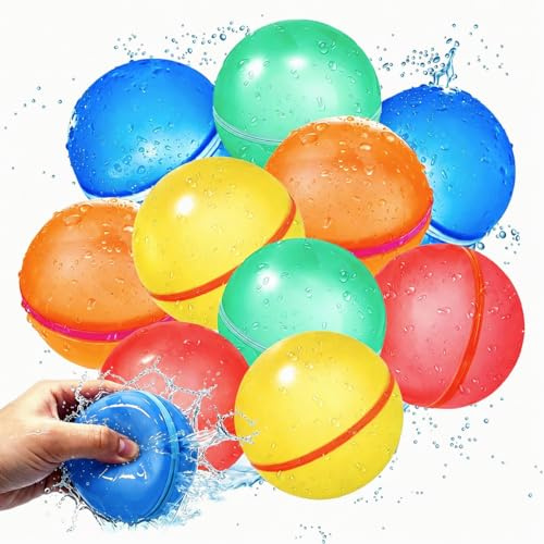 10Pcs Reusable Water Balloons, Magnetic Self Sealing Water Bombs for Kids