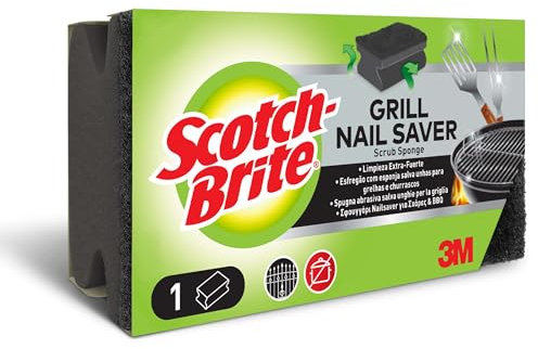 Scotch-Brite Grill Griffschwamm BBQ, 1 Stück pro Packung – scheuerstark für die Grillreinigung, Schwarz