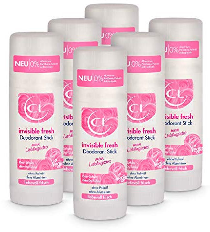 CL invisible fresh Deodorant Stick mit langanhaltenden Duft - 6er Pack 40 ml Deo Stick ohne Aluminium, Zink & Mikroplastik mit Blütenduft - veganes Deo Damen ohne weiße Flecken - Deodorant Frauen