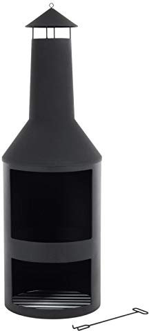 Rekka Garden Chiminea Log Burner Patio Fire Pit Heater Chimney Black Steel 134cm
