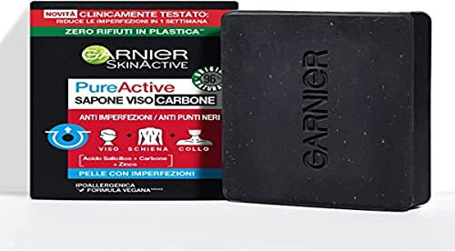 Garnier PureActive - Jabón facial y corporal de carbón, antiimperfecciones, fórmula vegana con 98% de ingredientes naturales, 100 g