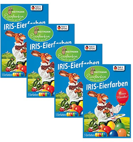 itenga 4x Heitmann Eierfarben 5 Stück Färbetabletten zum Ostereier bemalen, Ostereierfarbe